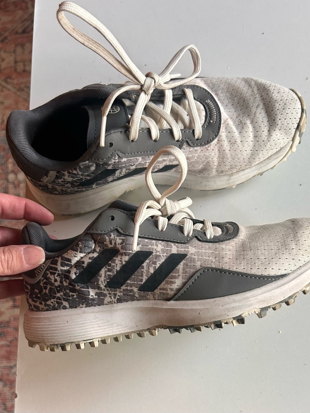 Adidas Youth Golf Sneakers in White and Gray -